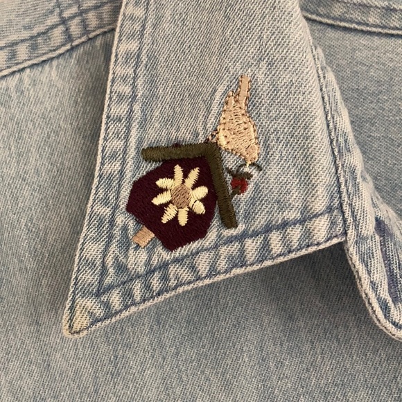 Christopher & Banks Denim Embroidered Button up - Picture 3 of 13